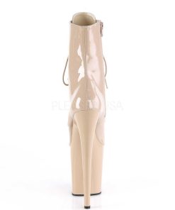 Stovletter Dam Med Plata höga klackar | Beige Lack 20 Cm Flamingo-1020 Plata Stovletter