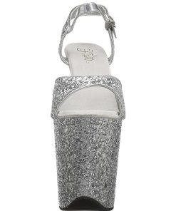 Hoga Klackar Mer Plata höga klackar | Silver 20 Cm Flamingo-810Lg Glitter Plata Klackar Skor