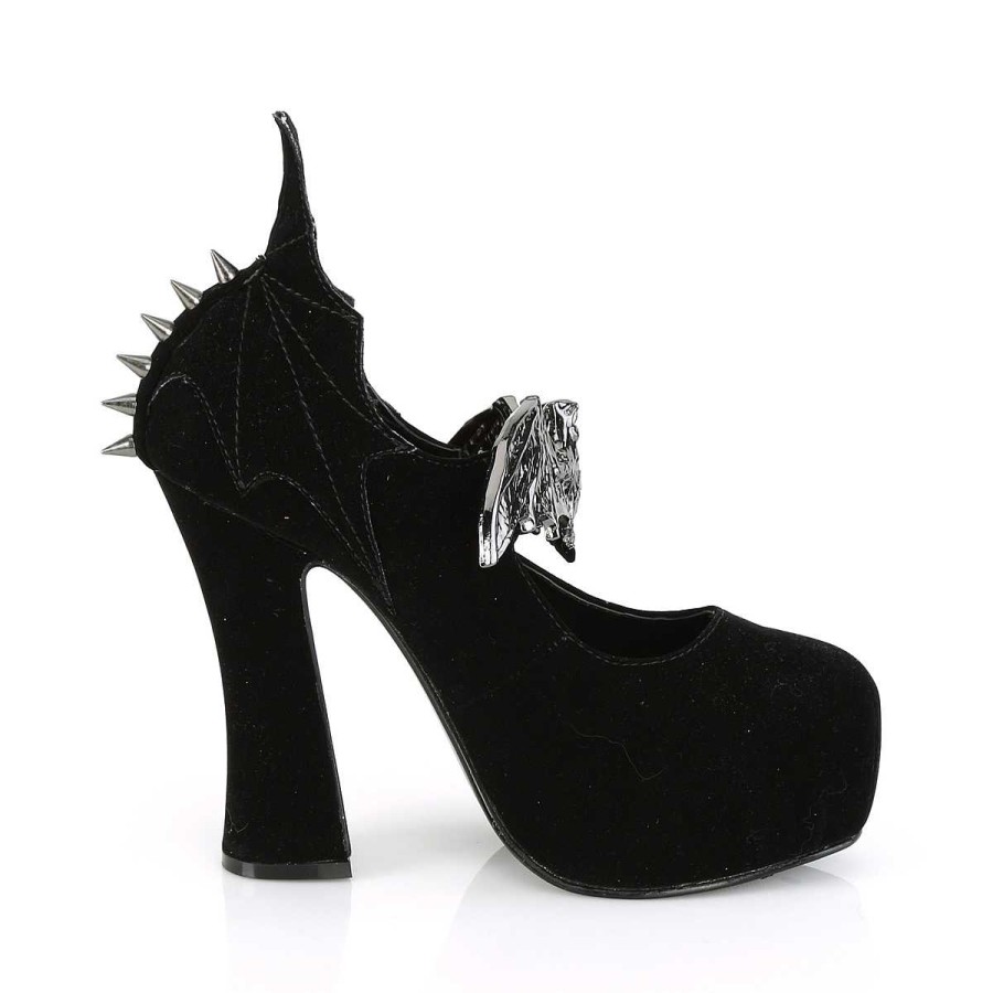 Demoniacult Skor & Stovlar Dam höga klackar | Sammet 13 Cm Demon-18 Gothic Pumps Skor Med Dold Plata