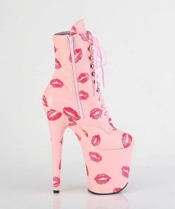 Stovletter Dam Med Plata höga klackar | Flamingo-1020Kisses 20 Cm Pleaser Hogklackade Boots Rosa