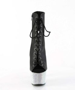 Stovletter Dam Med Plata höga klackar | Bej-1016-7 - 18 Cm Pleaser Hogklackade Boots Strass Svart