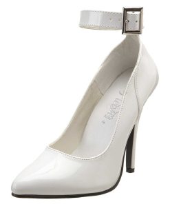 Pumps Klackar Utan Plata höga klackar | Vita Lackpumps 13 Cm Seduce-431 Ankelrem Pumps - Lackpumps Med Ankelband