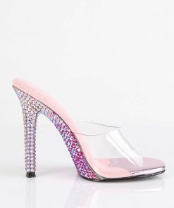 Slip In Klackar Utan Plata höga klackar | Rosa Mules 11,5 Cm Gala-01Dmm Strass Mules Med Stilettklack