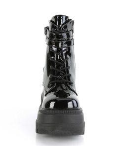 Demoniacult Skor & Stovlar Dam höga klackar | Lacklader 11,5 Cm Shaker-52 Alternativa Wedge Plataboots Svart