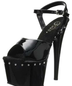 Hoga Klackar Mer Plata höga klackar | Svart 18 Cm Pleaser Adore-709Ls Platasandaletter Med Stenar