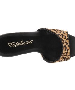 Slip In Klackar Mini Plata höga klackar | Leopard 13 Cm Fabulicious Poise-501Fur Dam Tofflor Med Hoga Klack