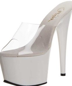 Slip In Klackar Mer Plata höga klackar | Vit Transparent 18 Cm Adore-701 Plata Hoga Slip In Mules