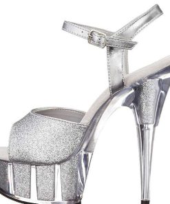 Hoga Klackar Mini Plata höga klackar | Silver Glittriga 15 Cm Delight-609-5G Hogklackade Sandaletter