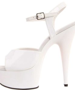 Hoga Klackar Mini Plata höga klackar | Vit 15 Cm Delight-609 Pleaser High Heels Skor