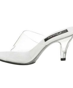 Slip In Klackar Utan Plata höga klackar | Vit Transparent 8 Cm Belle-301 Hogklackade Slipper Skor