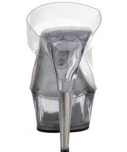 Slip In Klackar Mini Plata höga klackar | Transparent 15,5 Cm Pleaser Delight-602 Plata Hoga Slip In Mules