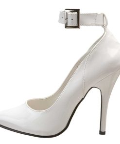 Pumps Klackar Utan Plata höga klackar | Vita Lackpumps 13 Cm Seduce-431 Ankelrem Pumps - Lackpumps Med Ankelband