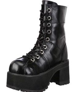 Demoniacult Skor & Stovlar Dam höga klackar | Vegan 9,5 Cm Ranger-301 Demoniacult Alternativa Plataboots Svart