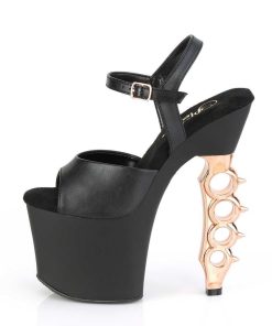 Hoga Klackar Mer Plata höga klackar | Guld 18 Cm Irongrip-709 Plata High Heels Med Knogjarn Klackar