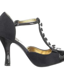 Pumps Klackar Utan Plata höga klackar | Svart Mocka 10 Cm Smitten-10 Rockabilly Dam Pumps Med Lag Klack