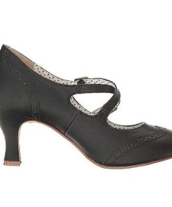 Pumps Klackar Utan Plata höga klackar | Svart 7,5 Cm Retro Vintage Flapper-35 Pinup Pumps Skor Med Lag Klack