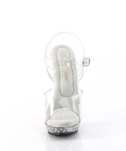 Hoga Klackar Mini Plata höga klackar | Transparent High Heels 15 Cm Sultry-608Sdt Strass Plata High Heels