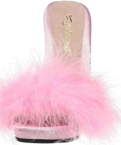 Slip In Klackar Mini Plata höga klackar | Pink 13 Cm Poise-501F Maraboufjadrar Hoga Slip In Skor