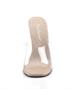 Slip In Klackar Utan Plata höga klackar | Beige 11,5 Cm Fabulicious Gala-01 Dam Tofflor Med Hoga Klack