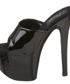 Slip In Klackar Mer Plata höga klackar | Svart Lack 18 Cm Pleaser Sky-301 Plata Hoga Slip In Mules