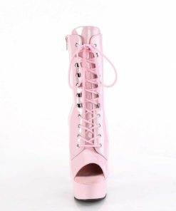 Stovletter Dam Med Plata höga klackar | Lacklader 15 Cm Delight-1021 Hogklackade Plataboots - Oppen Ta Ankelboots Rosa