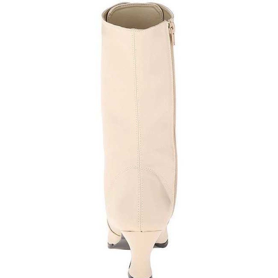 Stovletter Dam Utan Plata höga klackar | Beige 7 Cm Victorian-120 Dam Boots Med Snorning