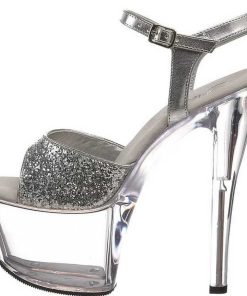 Hoga Klackar Mer Plata höga klackar | Silver Glitter 18 Cm Sky-310 Plata Hogklackade Sandaler Skor