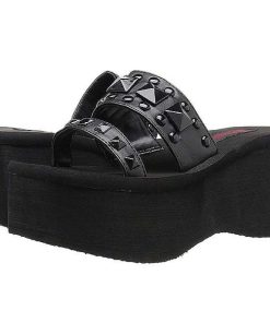 Demoniacult Skor & Stovlar Dam höga klackar | Svart 9 Cm Funn-18 Plata Goth Flip Flops Dam