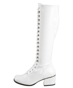 Stovlar Dam Utan Plata höga klackar | Vita Lackstovlar Snorstovlar 5 Cm Lack - 70 Tal Hippie Disco Gogo Boots