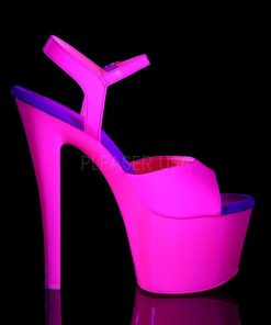 Hoga Klackar Mer Plata höga klackar | Rosa Neon 18 Cm Pleaser Sky-309Uv Plata Hogklackade Skor