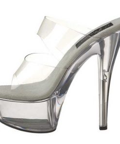 Slip In Klackar Mini Plata höga klackar | Transparent 15 Cm Kiss-202 Plata Hoga Slip In Mules Dam