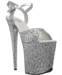 Hoga Klackar Mer Plata höga klackar | Silver 20 Cm Flamingo-810Lg Glitter Plata Klackar Skor