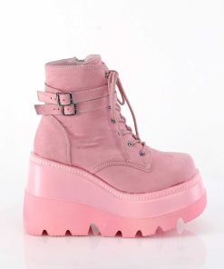 Demoniacult Skor & Stovlar Dam höga klackar | Rosa Suede 11,5 Cm Shaker-52 Alternativa Wedge Plataboots