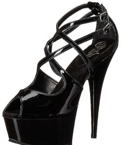 Pumps Klackar Mer Plata höga klackar | Svart Lack 15 Cm Pleaser Delight-612 Hoga Platapumps