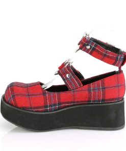 Demoniacult Skor & Stovlar Dam höga klackar | Vegan 6 Cm Demoniacult Sprite-02 Mary Jane Pumps Tartan Monster