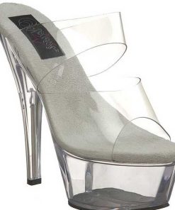 Slip In Klackar Mini Plata höga klackar | Transparent 15 Cm Kiss-202 Plata Hoga Slip In Mules Dam