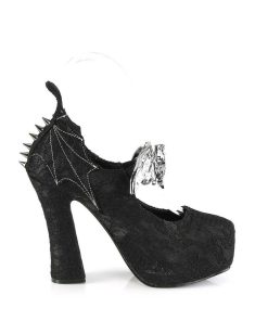 Demoniacult Skor & Stovlar Dam höga klackar | Spets Tyg 13 Cm Demon-18 Gothic Pumps Skor Med Dold Plata