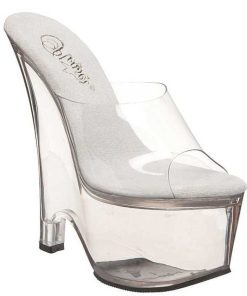 Slip In Klackar Mini Plata höga klackar | Transparent 16,5 Cm Pleaser Beau-601 Kilklackar Wedges Skor