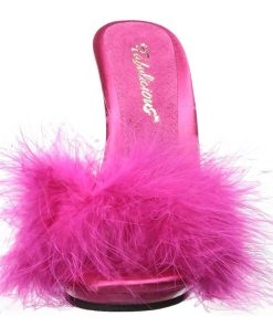 Slip In Klackar Mini Plata höga klackar | Fuchsia 13 Cm Poise-501F Maraboufjadrar Hoga Slip In Skor