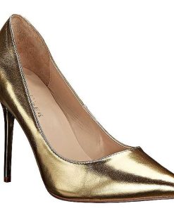 Pumps Klackar Utan Plata höga klackar | Guld Konstlader 10 Cm Classique-20 Spetsiga Pumps Med Stilettklackar