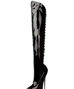 Fetish Skor & Extrema Stovlar höga klackar | Vinyl 16 Cm Dagger-3060 Fetish Larhoga Stovlar Blanka