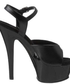 Hoga Klackar Mini Plata höga klackar | Svart Konstlader 15 Cm Pleaser Kiss-209 Hoga Sandaletter Med Klack