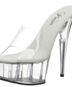 Slip In Klackar Mini Plata höga klackar | Transparent 15,5 Cm Pleaser Delight-601 Plata Hoga Slip In Mules