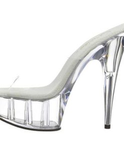 Slip In Klackar Mini Plata höga klackar | Transparent 15,5 Cm Pleaser Delight-601 Plata Hoga Slip In Mules