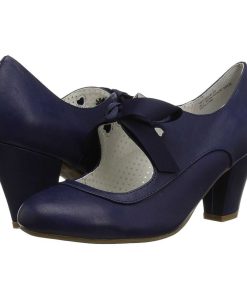 Pumps Klackar Utan Plata höga klackar | Bla 6,5 Cm Wiggle-32 Retro Vintage Maryjane Pumps Med Blockklack