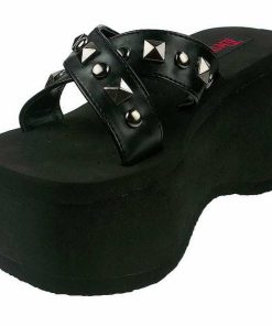 Demoniacult Skor & Stovlar Dam höga klackar | Svart 9 Cm Funn-29 Plata Goth Flip Flops Dam