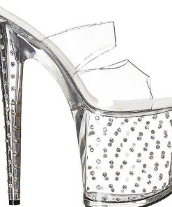 Slip In Klackar Mer Plata höga klackar | Transparent 20 Cm Stardust-802 Strass Plata Hoga Slip In Mules