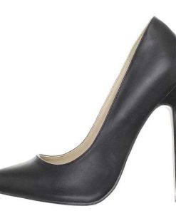 Pumps Klackar Utan Plata höga klackar | Svart Konstlader 13 Cm Sexy-20 Spetsiga Pumps Med Stilettklackar