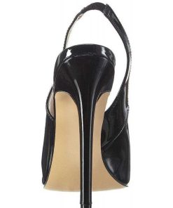 Hoga Klackar Utan Plata höga klackar | Svarta Slingback Lackpumps 13 Cm Sexy-08 Hogklackade Slingback Skor