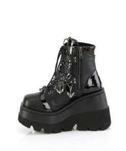 Demoniacult Skor & Stovlar Dam höga klackar | Lacklader 11,5 Cm Shaker-66 Alternativa Wedge Plataboots Svart